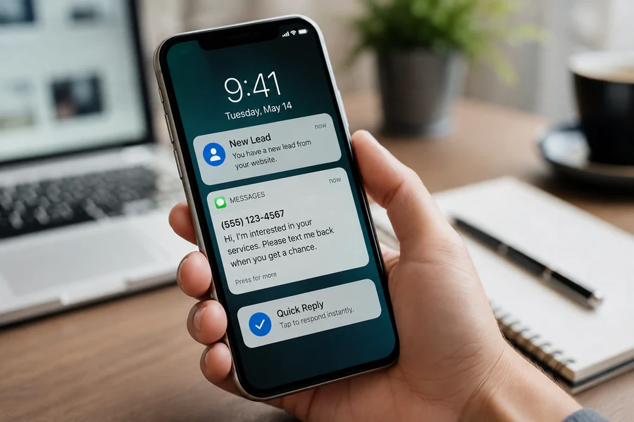 New lead alert on a phone