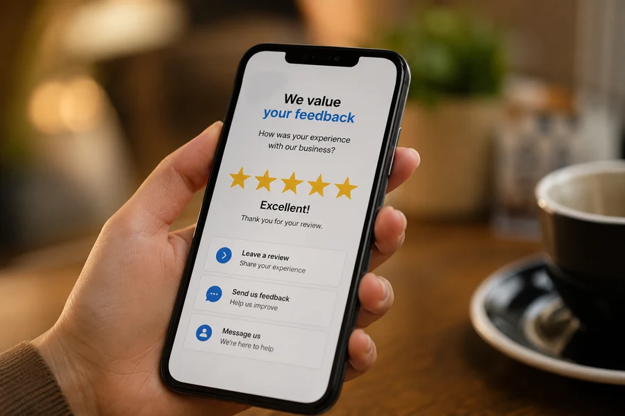 Customer review ratings on a phone