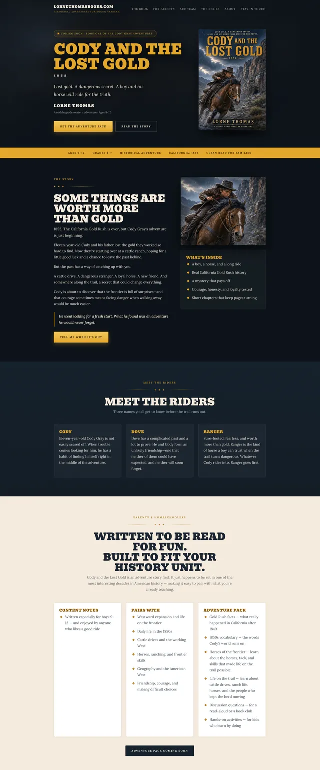 Cody and the Lost Gold website example
