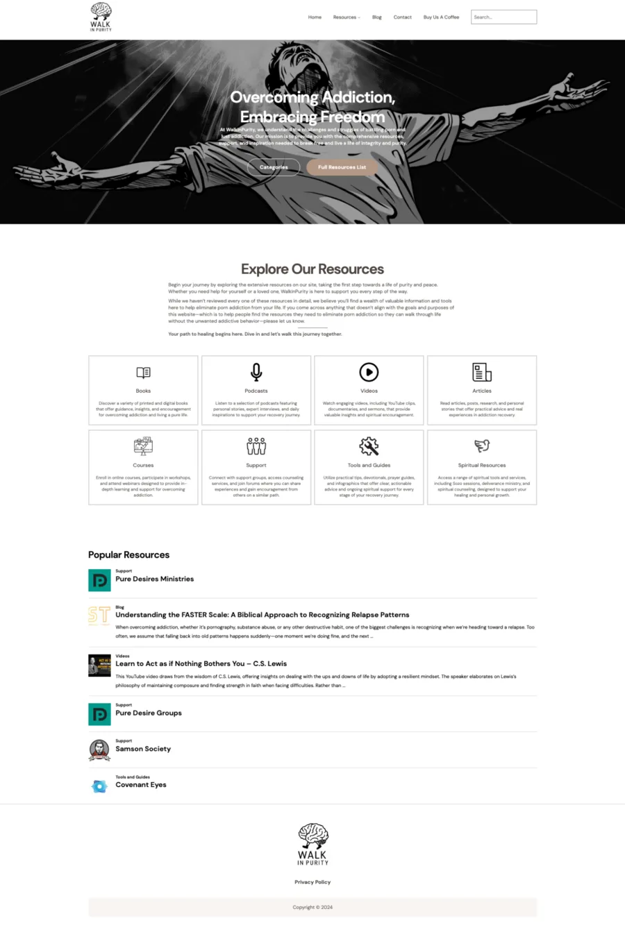 Walk in Purity website example